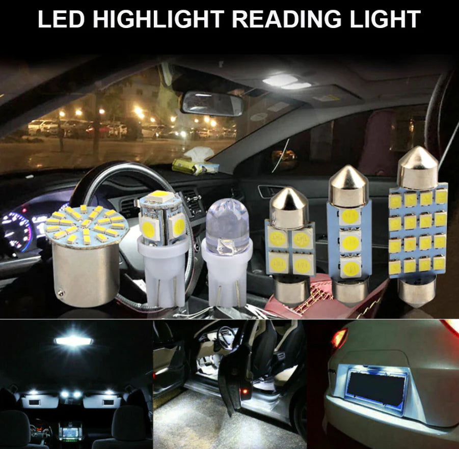 28Pcs Car Interior White Combo LED Map Dome Door Trunk License Plate Light Bulbs